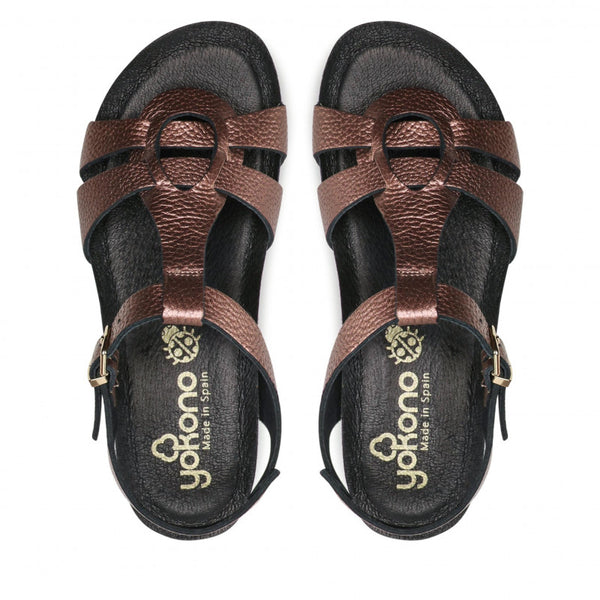 Yokono | Mahon-008 Low Wedge Sandal | Pearl Bronze