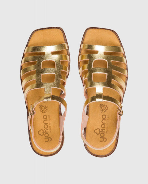 Yokono | Rodas-104 Flat Sandal | Gold