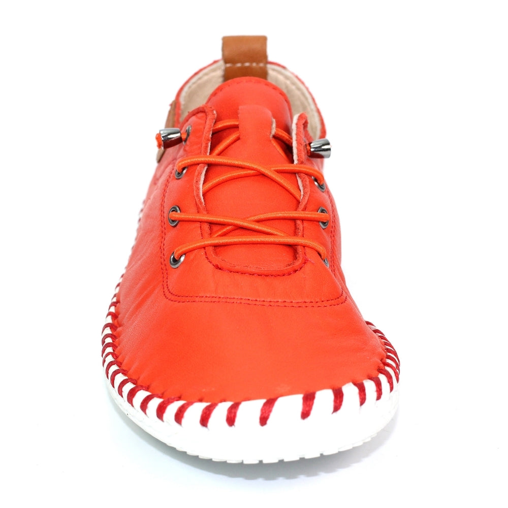 Lunar St Ives Leather Plimsoll Orange Just Shoes Whitstable