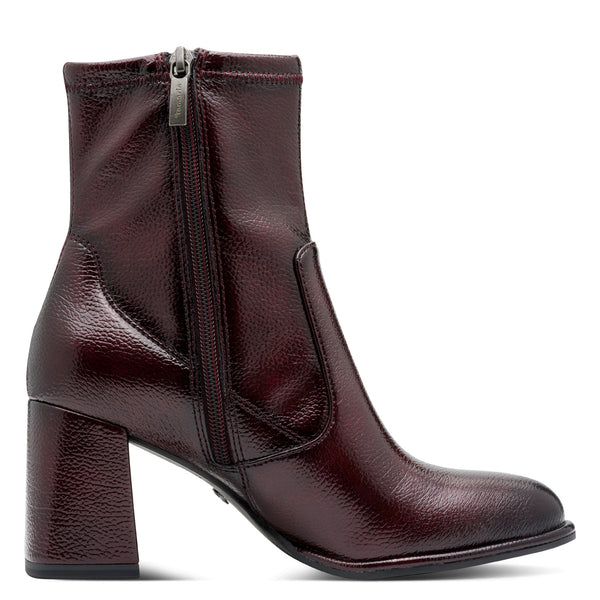 Tamaris | Heeled Ankle Boot | 25357 | Patent Merlot