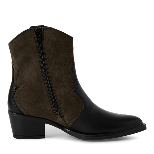 Tamaris | Leather Cowboy Boot | 25702 | Black & Olive