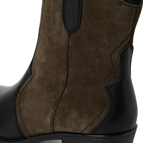 Tamaris | Leather Cowboy Boot | 25702 | Black & Olive