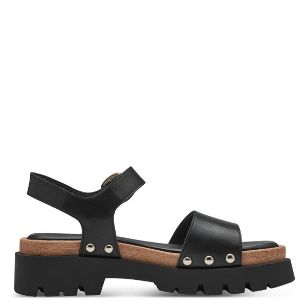 Tamaris Chunky Soled Sandals 28230 | Black Leather