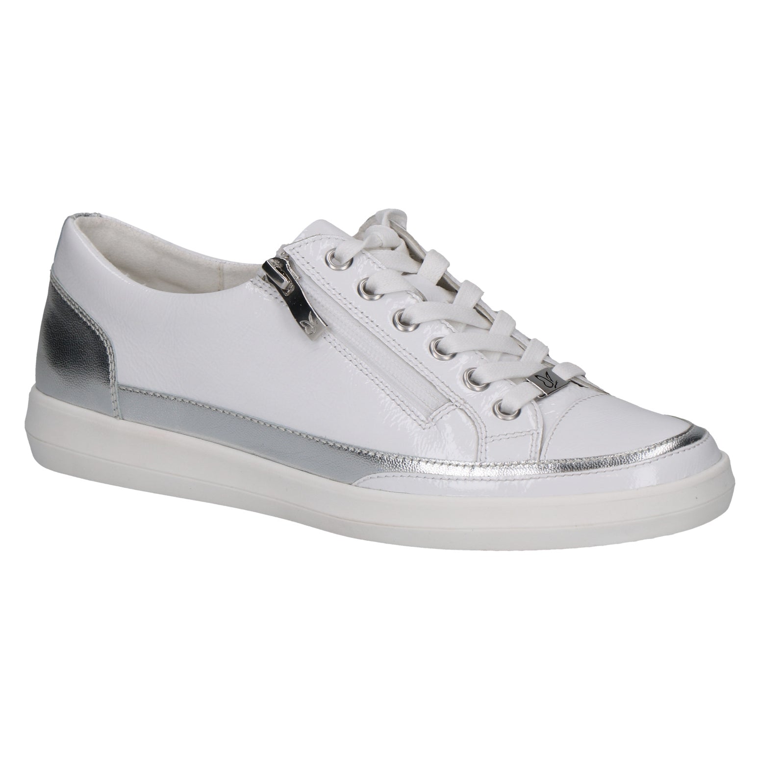 Caprice | 23706 | Zip - Up Trainer | Patent White