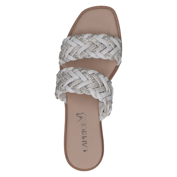 Caprice Leather Embellished Sandal 27101 | White