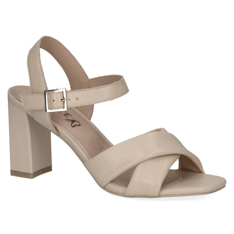 Caprice Leather Heeled Sandal 28311 | Offwhite