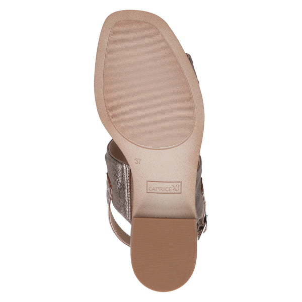 Caprice Soft Leather Sandal 28711 | Taupe Metallic