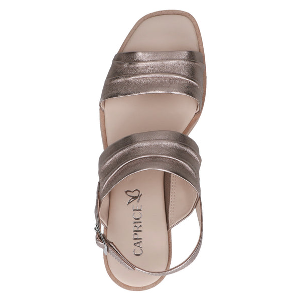 Caprice Soft Leather Sandal 28711 | Taupe Metallic