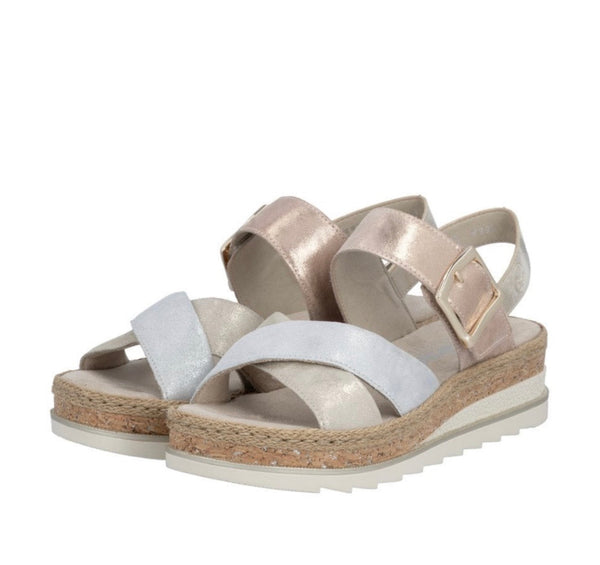 Rieker | Women’s Wedge heel Metallic Sandal - V7951-90