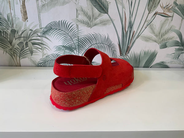 Yokono | Lanka -261 Rojo| Ankle strap Flatform Suede Sandal