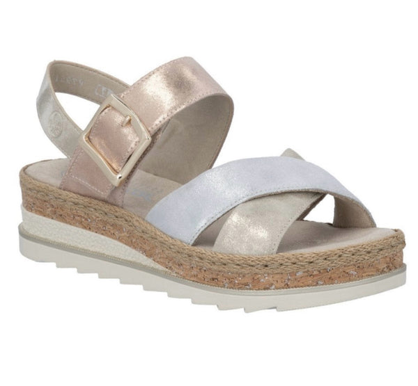 Rieker | Women’s Wedge heel Metallic Sandal - V7951-90