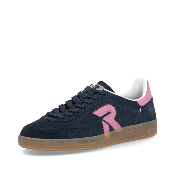 Rieker | W2200-15 Suede Trainer | Navy/Pink