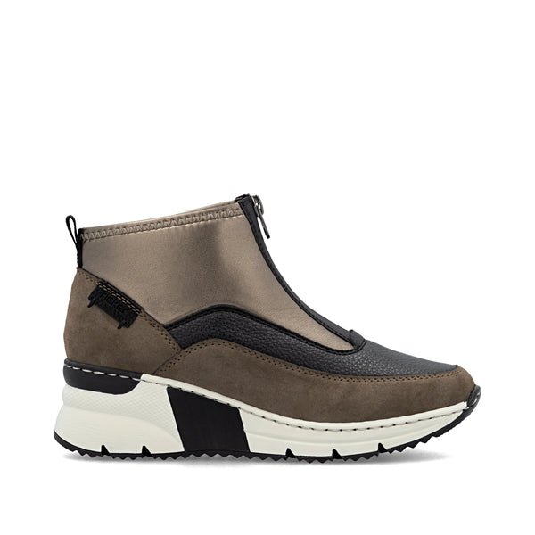 Rieker | N6352-25 Zip Front Trainer Boot | Brown Multi