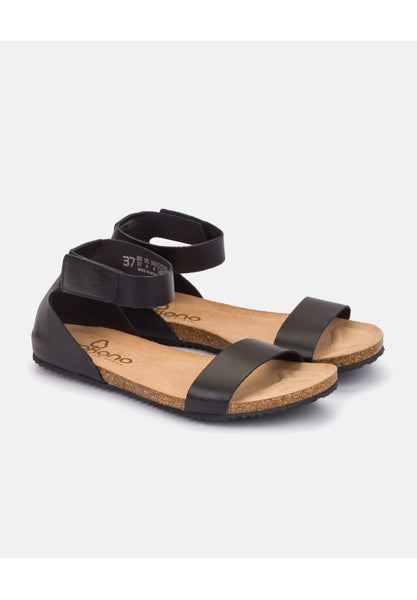 Yokono | Genova-400 | Flat Sandal with Ankle Strap | Black