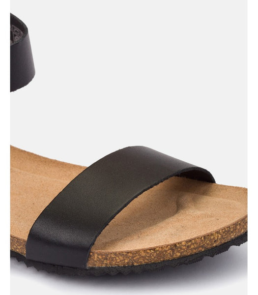 Yokono | Genova-400 | Flat Sandal with Ankle Strap | Black