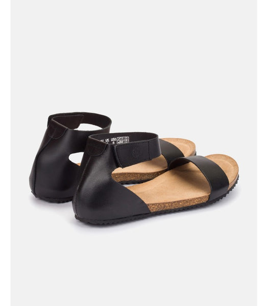 Yokono | Genova-400 | Flat Sandal with Ankle Strap | Black