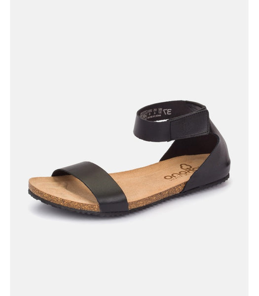 Yokono | Genova-400 | Flat Sandal with Ankle Strap | Black