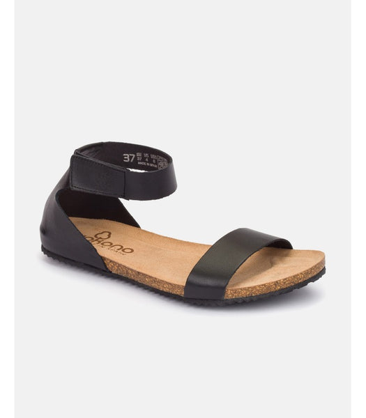 Yokono | Genova-400 | Flat Sandal with Ankle Strap | Black