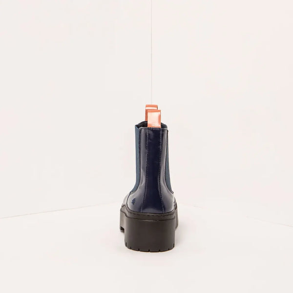 ART | Leeds 1766 Platform Ankle Boot | Shiny Nappa Navy/Flamingo