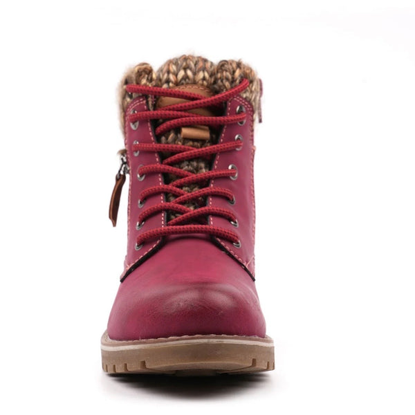 LUNAR | Millie Red Waterproof Lace Up Boot