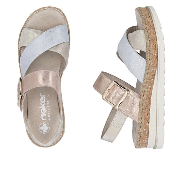 Rieker | Women’s Wedge heel Metallic Sandal - V7951-90