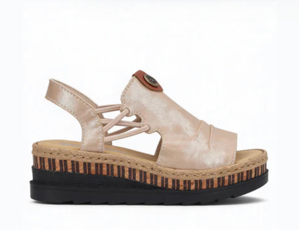 Rieker | Women’s Wedge Sandal - metallic V7972-60