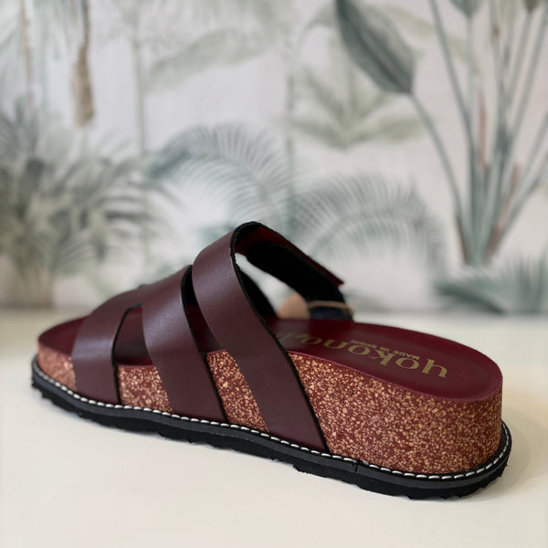 Yokono | Oca - 125 Burdeos | Wedge Leather Slider Sandal