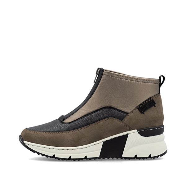 Rieker | N6352-25 Zip Front Trainer Boot | Brown Multi