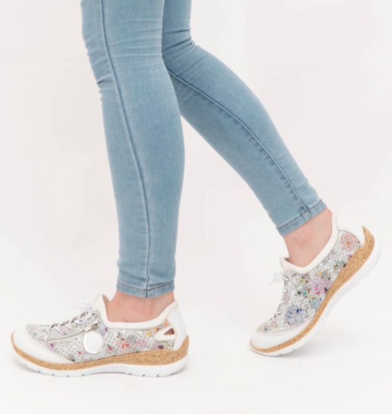 Rieker | Floral & white Sneaker - N42V1-90
