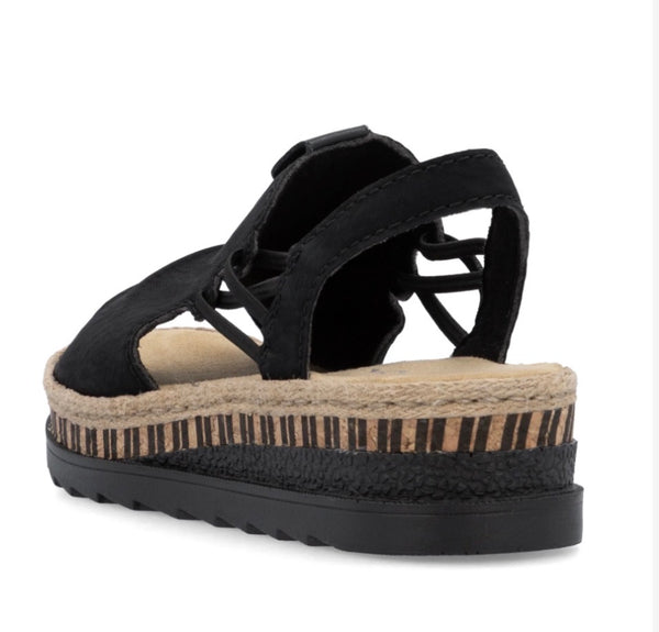 Rieker |Women’s Wedge Sandal - Black | V7972-00