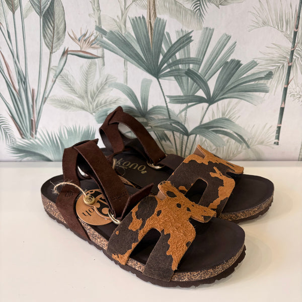 Yokono |Jerba-262 Beige/Brown | Suede Ankle Strap Sandle