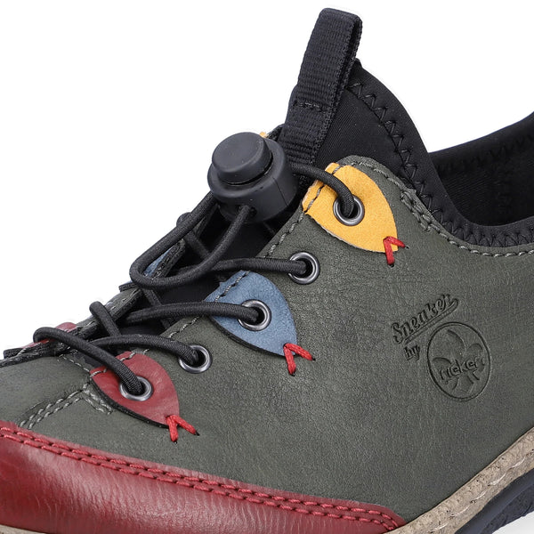 Rieker | N3271-54 Elasticated Toggle Shoe | Dark Green
