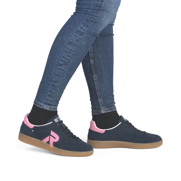 Rieker | W2200-15 Suede Trainer | Navy/Pink