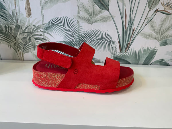 Yokono | Lanka -261 Rojo| Ankle strap Flatform Suede Sandal