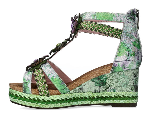Laura Vita | Facyo - 72 Green | Wedge Sandals
