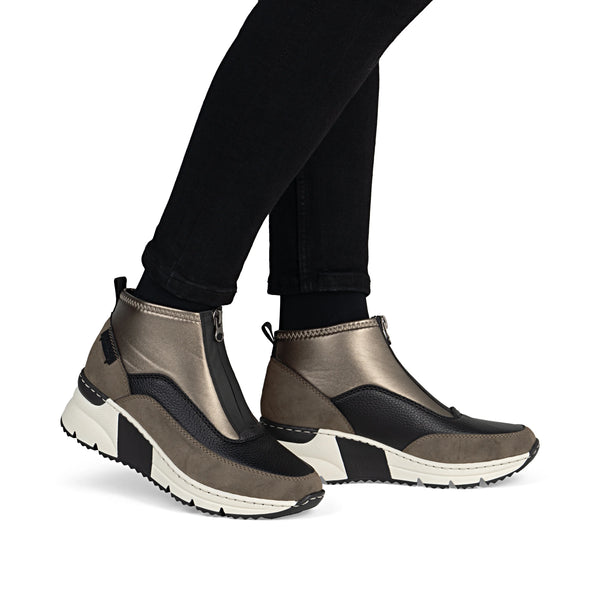 Rieker | N6352-25 Zip Front Trainer Boot | Brown Multi