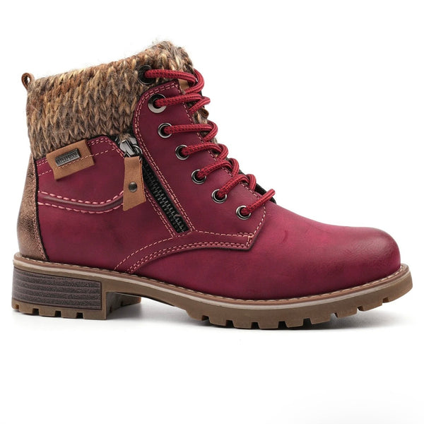 LUNAR | Millie Red Waterproof Lace Up Boot