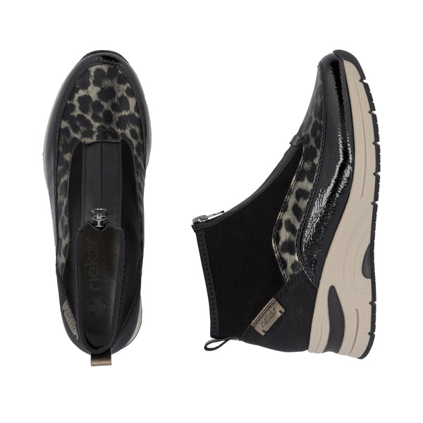 Rieker | N9362-00 Zip Front Trainer Boot | Black Multi