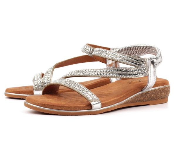 LUNAR | Jazmine Silver | Wide fit Wedge Sandal