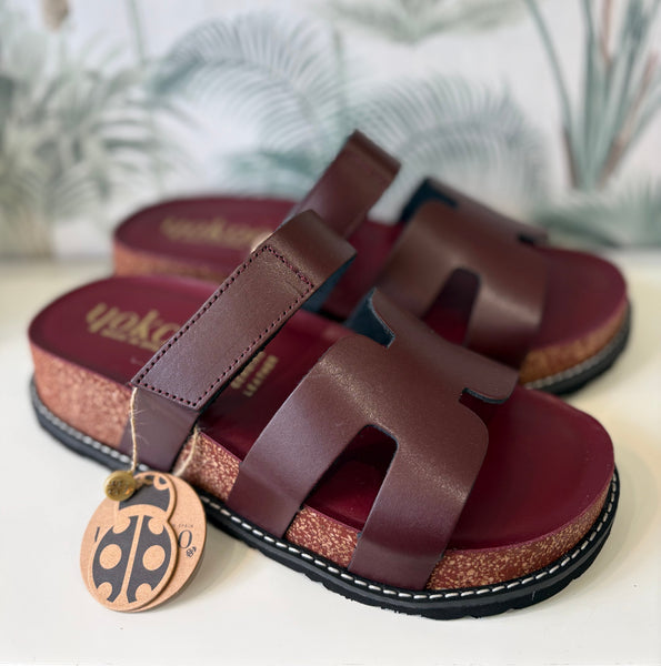 Yokono | Oca - 125 Burdeos | Wedge Leather Slider Sandal