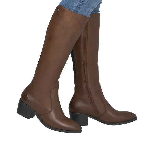 Rieker | Long Leather Boot | 73955-22 | Chestnut Brown