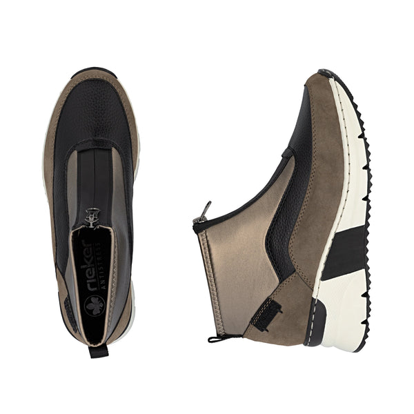Rieker | N6352-25 Zip Front Trainer Boot | Brown Multi