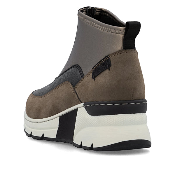 Rieker | N6352-25 Zip Front Trainer Boot | Brown Multi