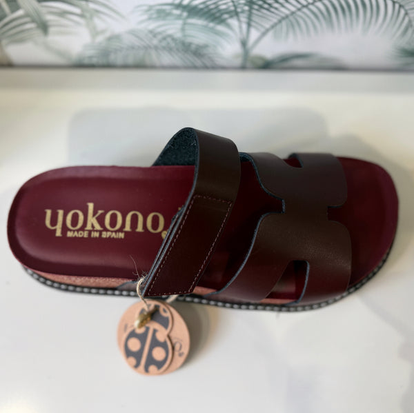 Yokono | Oca - 125 Burdeos | Wedge Leather Slider Sandal
