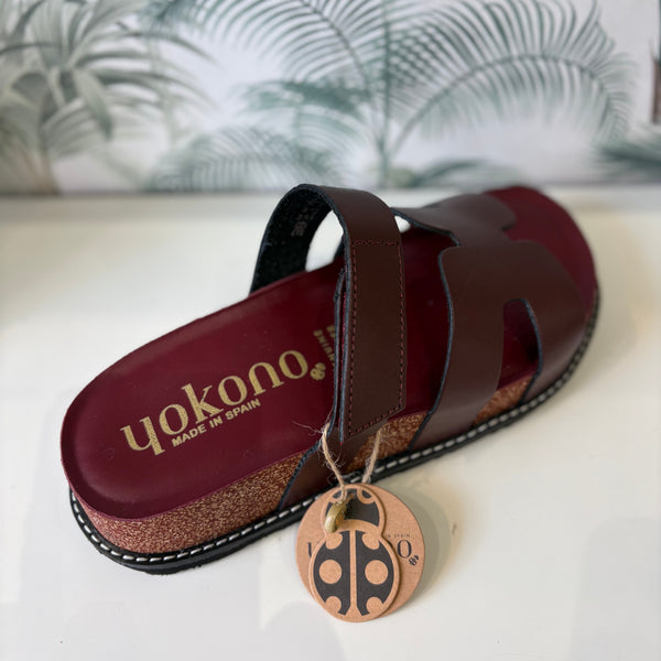 Yokono | Oca - 125 Burdeos | Wedge Leather Slider Sandal