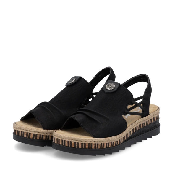 Rieker |Women’s Wedge Sandal - Black | V7972-00