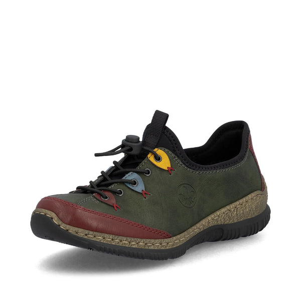 Rieker | N3271-54 Elasticated Toggle Shoe | Dark Green