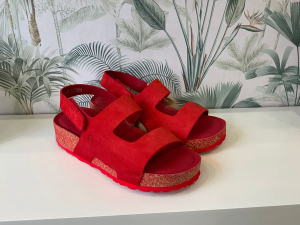 Yokono | Lanka -261 Rojo| Ankle strap Flatform Suede Sandal