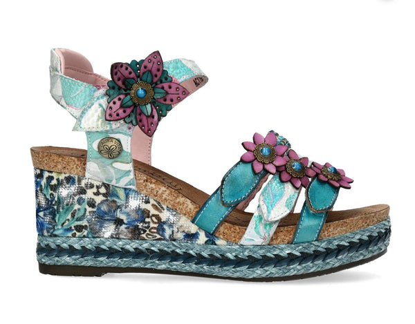 Laura Vita | Facyo-74 Blue | Wedge Sandals
