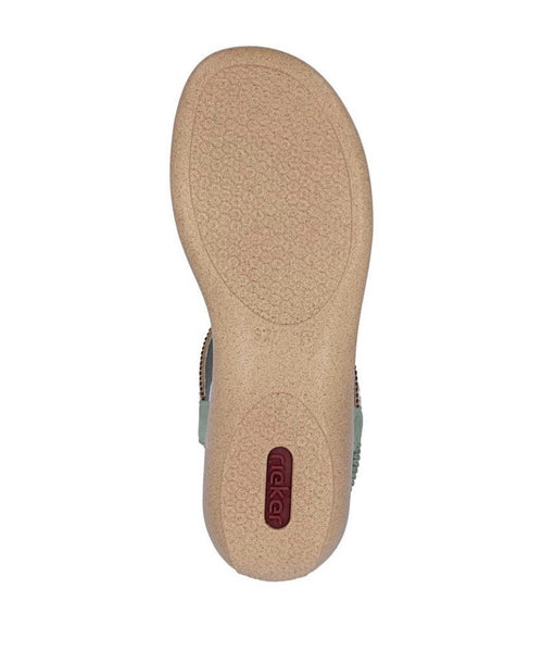 Rieker | Green Beaded Flat Sandal - 61855